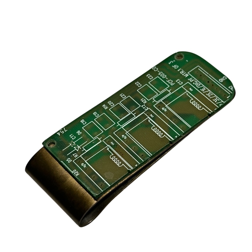 Vintage Circuit Board Money Clip Green PCB Brass Tone Tech Geek Accessory India